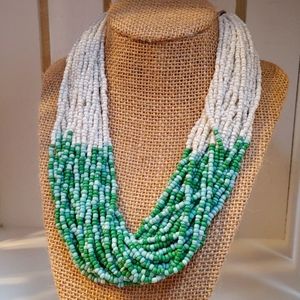 Turquoise Green White multistrand Necklace